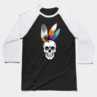 skull with feathers Baseball T-Shirt